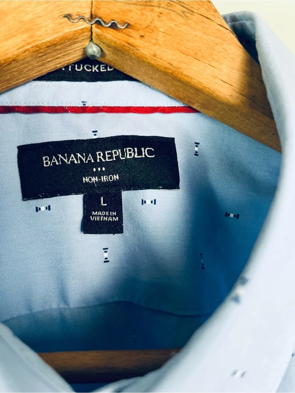 Banana Republic SLIM-FIT UNTUCKED NON-IRON SHIRT Blue Micro Dot Dress Shirt